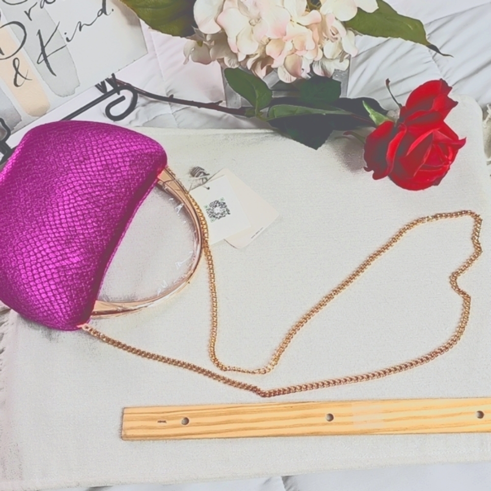 Bag Elegant Pink Velvet cross bag Elegant wear office wear career minimalist - Picture 7 of 16